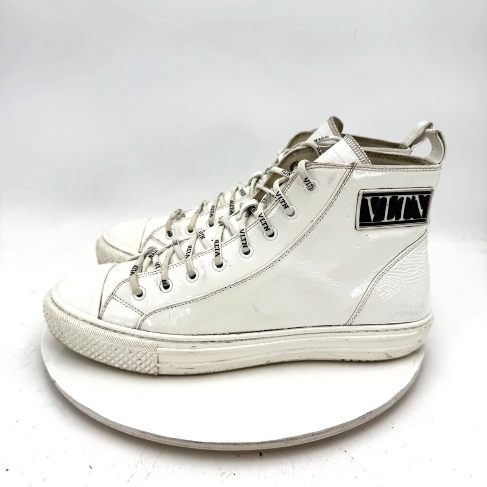 Valentino Garavani Men Size EU 44 US 11 White Leather High Top Lace Up Shoes